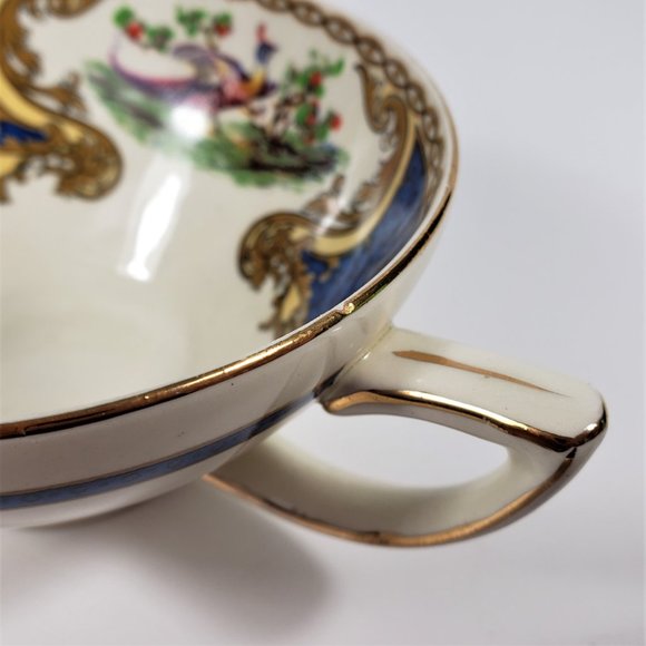 Blue Myott Vintage Staffordshire Chelsea Bird in Blue English Cup Saucer Set - Picture 9 of 9